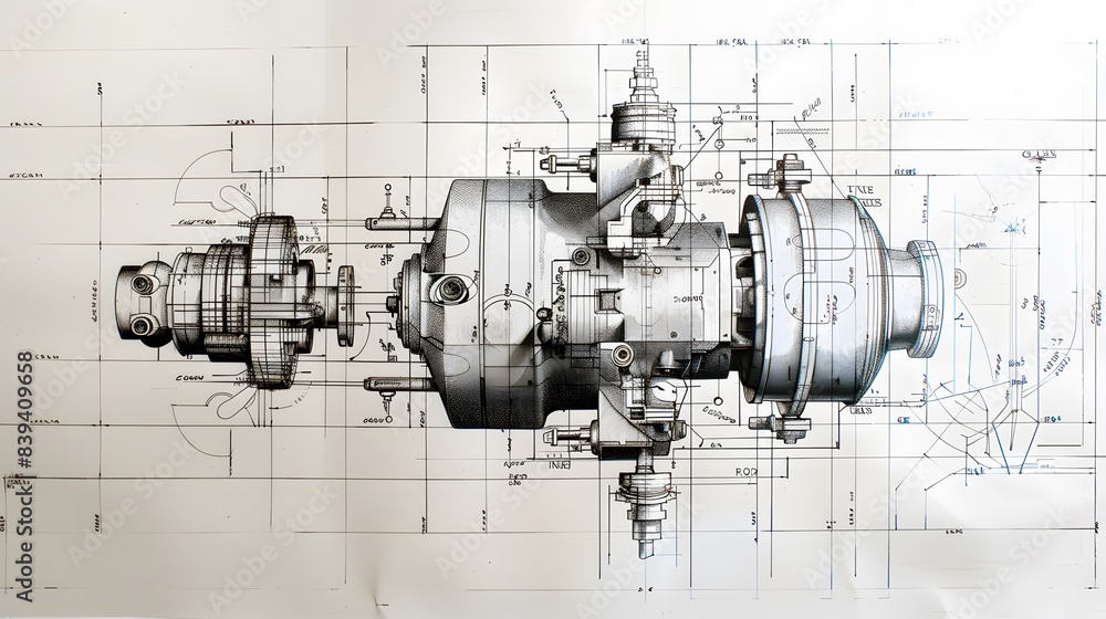 Poster a highly detailed and precise technical drawing that provides specific information about individual 
