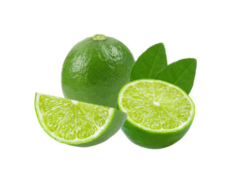 Fresh lime and leaf  isolated on transparent png