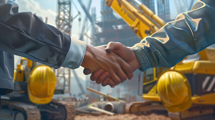Handshake Between Architect and Builder at a Construction Site