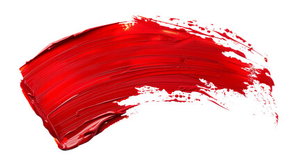 red paint brush stroke isolated on transparent background, brush stroke cut out