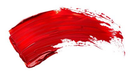 red paint brush stroke isolated on transparent background, brush stroke cut out