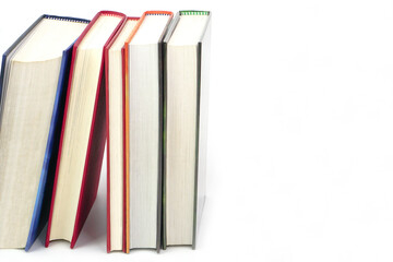 Stack of books on white background.Knowledge, learning and education concept.