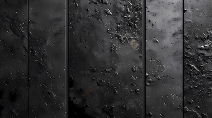 Close-up shot of a textured black surface with water droplets and rough patches, emphasizing a rich contrast in textures and sheen.