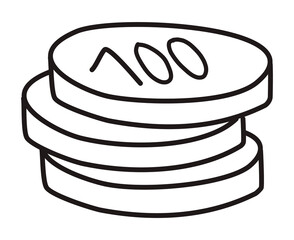 Doodle coin icon or logo, hand drawn with thin black line. Png clipart isolated on transparent background