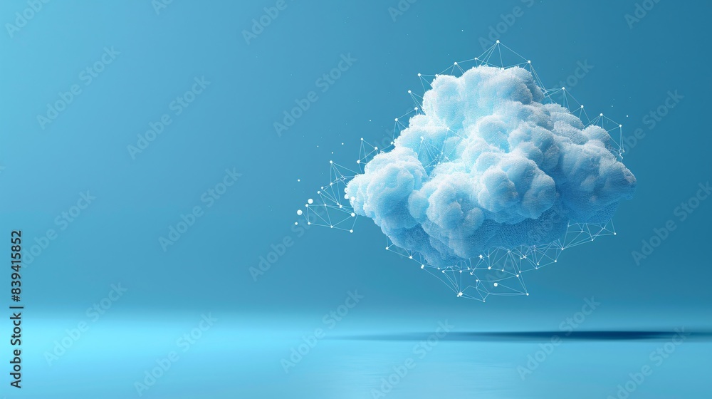 Poster abstract concept of cloud computing. cloud floating in a blue sky background representing data stora