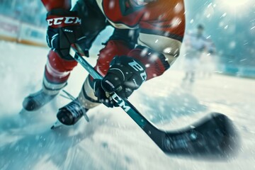 ice hockey player skating on stadium.