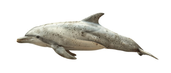Obraz premium A grey dolphin swimming through the water.