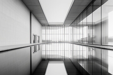 Fototapeta premium Symmetrical Modern Architecture in Black and White