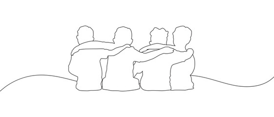 children sitting holding hands line art style eps 10