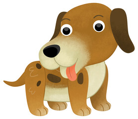 cartoon scene with city or farm animal dog having fun isolated illustration for children