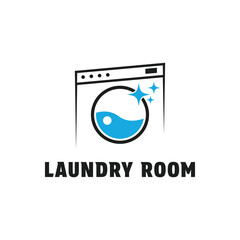Laundry wash logo design concept idea	