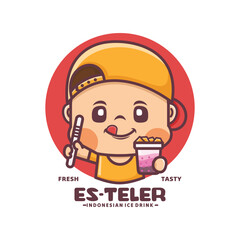 es teler cartoon mascot design, indonesian traditional drink