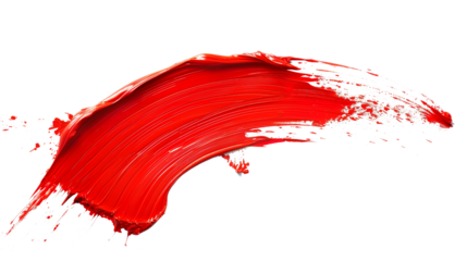 red paint brush stroke isolated on transparent background, brush stroke cut out