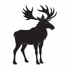  Animal moose silhouette design template isolated on white background