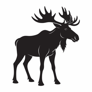 recommend clip art: silhouette moose animal black vector illustration white background