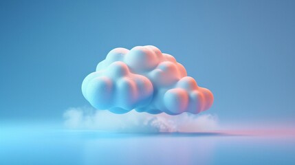 Minimalist 3D cloud floating against a gradient blue background, representing technology, data storage, and modern aesthetics. 3D Illustration.