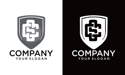 CS letter logo design, CS monogram initials shield  letter logo concept, creative icon, vector