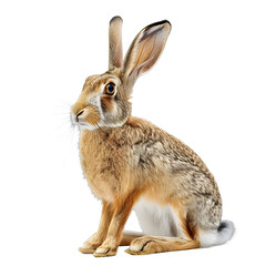 Obraz premium [Transparent Background PNG]Brown Hare on White Background