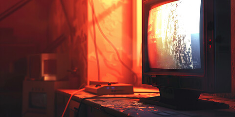 The Technoir Tapestry: A grainy surveillance video playing on an old CRT monitor.