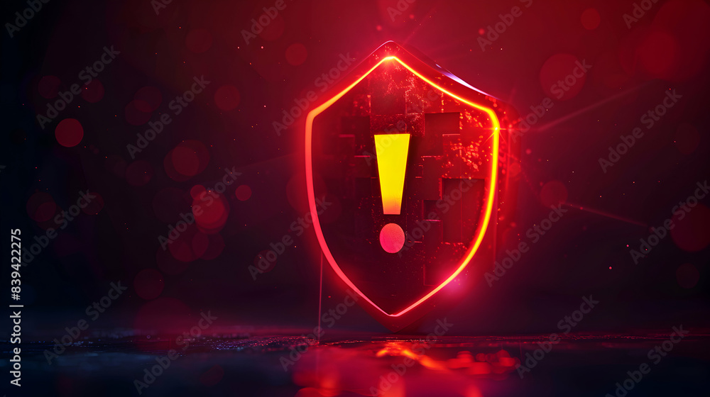 Poster vector illustration of cybersecurity incident response icon with shield and exclamation mark emphasi