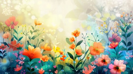 Obraz premium Background illustration with flowers for holiday cards.
