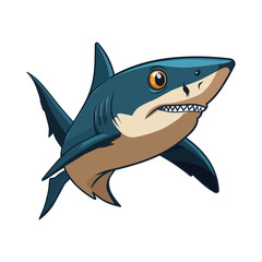 Shark. Cartoon ocean fish character. Comic sharks emotions. Shark fish mascot. Sharks for baby, kids and family. Shark vector illustration isolated on white background.
