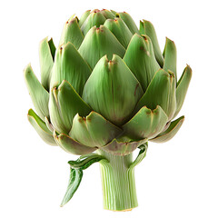 Fototapeta premium [Transparent Background PNG]Single Green Artichoke on White