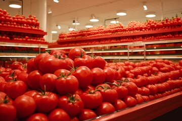 Diverse Tomato supermarket background. Vegetable food. Generate Ai