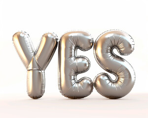 Naklejka premium Photo with inflatable word with glossy silver letters 