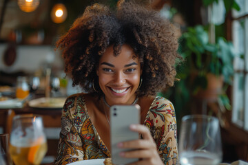 Smiling Woman with Mobile Phone