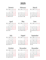 Australian calendar 2025 in english language with australian holidays. Week start on Monday. Vector graphic.	