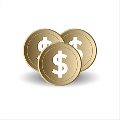 three dollar gold coins. style modern design with shadows. suitable for reports, presentations, finance. vector design style