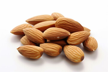 Fototapeta premium generated Illustration of Heap of almond nuts isolated on white background