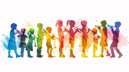 Fototapeta premium A graphic of children playing musical instruments, emphasizing the importance of arts and education