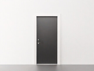 Black door mock up isolated on white background, copy space