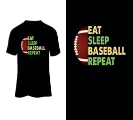  Eat sleep baseball repeat typography t-shirt design.  Baseball t-shirt template.  
