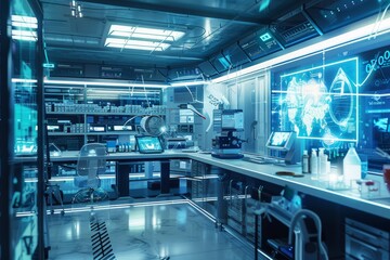 Fototapeta premium Futuristic Laboratory with Advanced Doping Detection Technology for Scientific Research