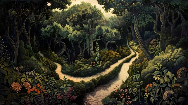 Labyrinth forest drawing