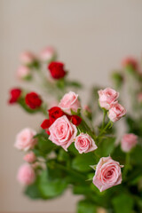 bouquet of pink and red roses