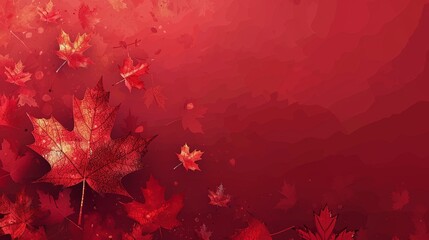 Autumn red leaves gently falling, creating a vibrant and colorful seasonal background perfect for nature and autumn-themed projects.