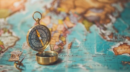 Classic magnetic compass based on a detailed world map