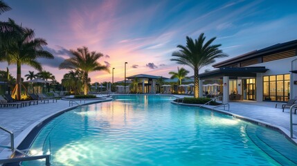 Fototapeta premium Modern building with elegant swimming pool