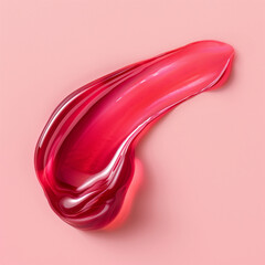 Pink or red transparent lip gloss smudge. Makeup product texture.