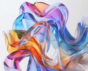 Fototapeta premium Elegant Abstract Glass Sculpture in Vibrant Colors, Modern Art Design Banner, abstract graphic, banner design, pattern design, web background template
