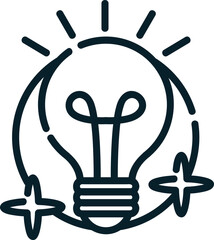 Lightbulb, hand-drawn startup icon.