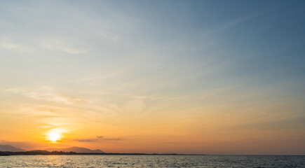 sunset over  sea in the evening