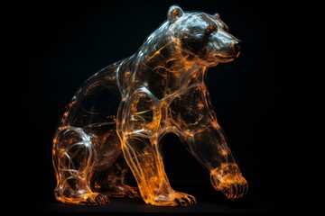 Ghostly Transparent bear. Polar animal light. Generate Ai