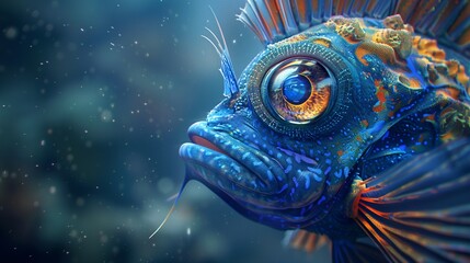 Oceaneye: A fish with eyes that reflect the deep blue of the ocean, mysterious and wise