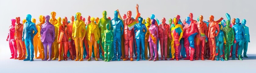 Fototapeta premium 3D Model Abstract Art of Unified abstract largerthanlife LGBTQ group sculpture of diverse people