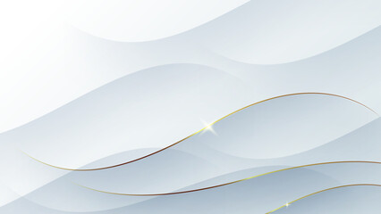 luxury white background with golden wavy lines.  suitable for wallpaper, banner, poster, cover, brochure, flyer.